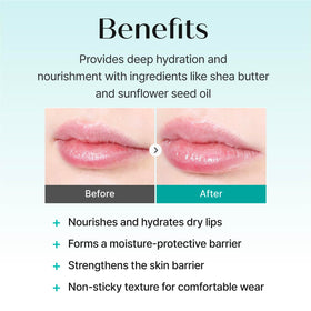 Shea butter visuals with REJURAN Calming Lip Balm for nourishing moisture
