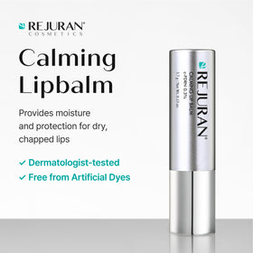Texture swatch of REJURAN Calming Lip Balm highlighting a lightweight glide