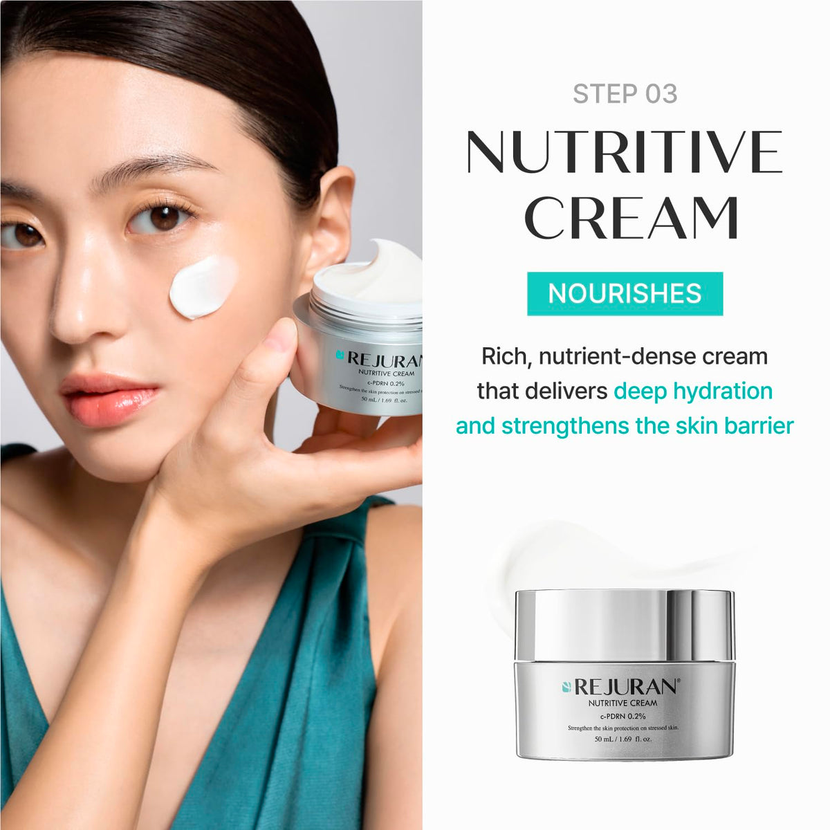 REJURAN Lip Balm jar delivers long-lasting moisture for dry lips.