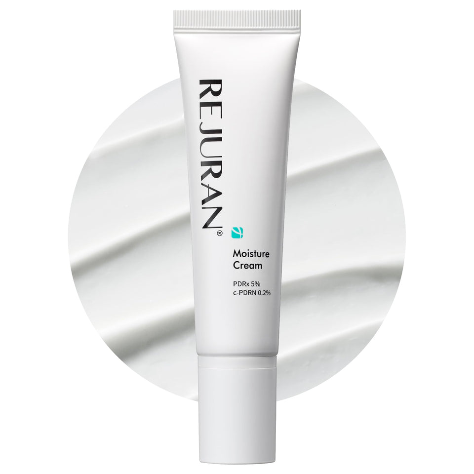 REJURAN Moisture Cream packaging close-up highlighting premium branding for daily hydration