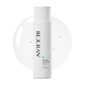 REJURAN Moisture Toner bottle close-up highlighting hydration support.