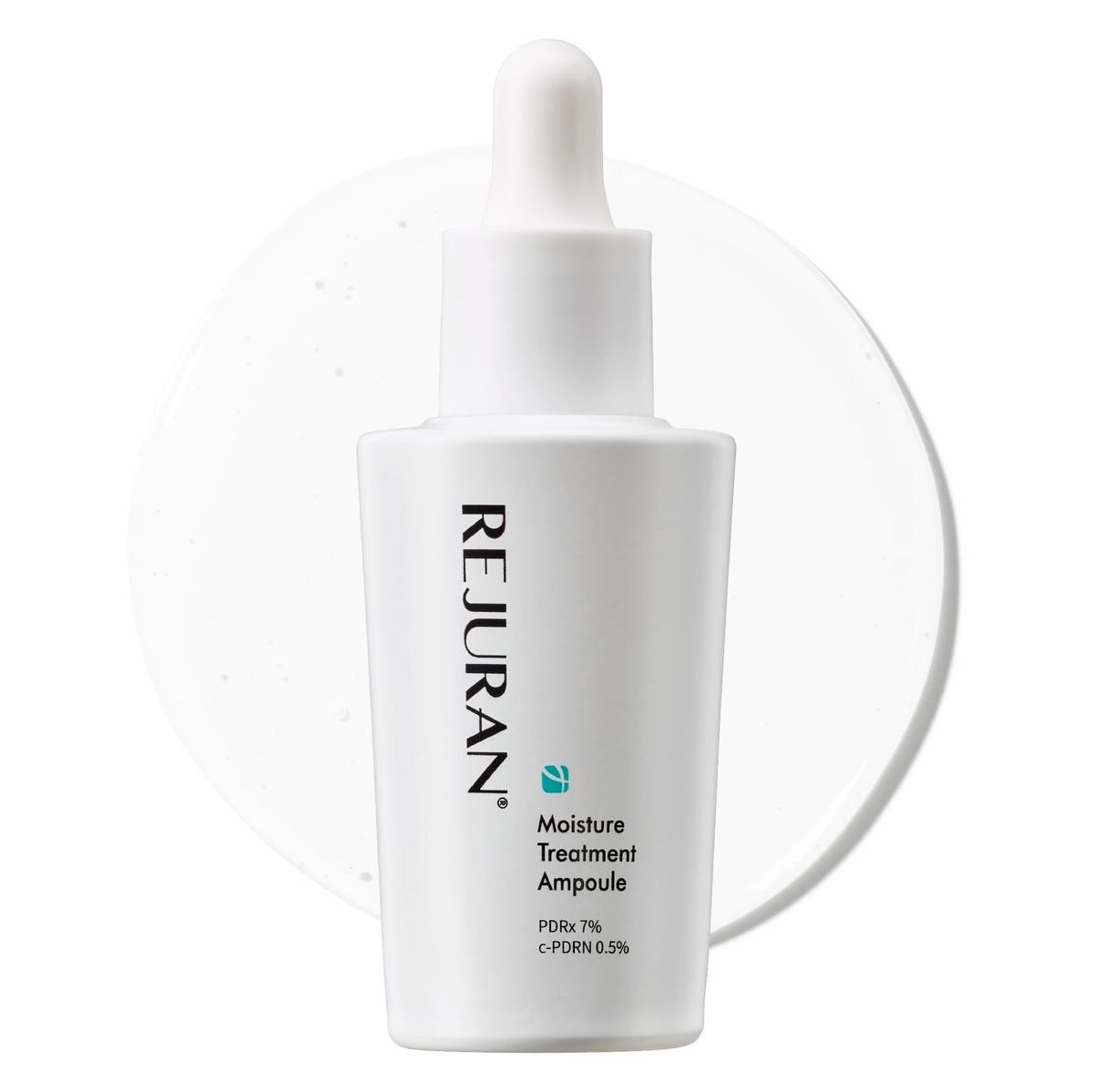 REJURAN Moisture Treatment Ampoule bottle on a clean surface, suggesting premium hydration.