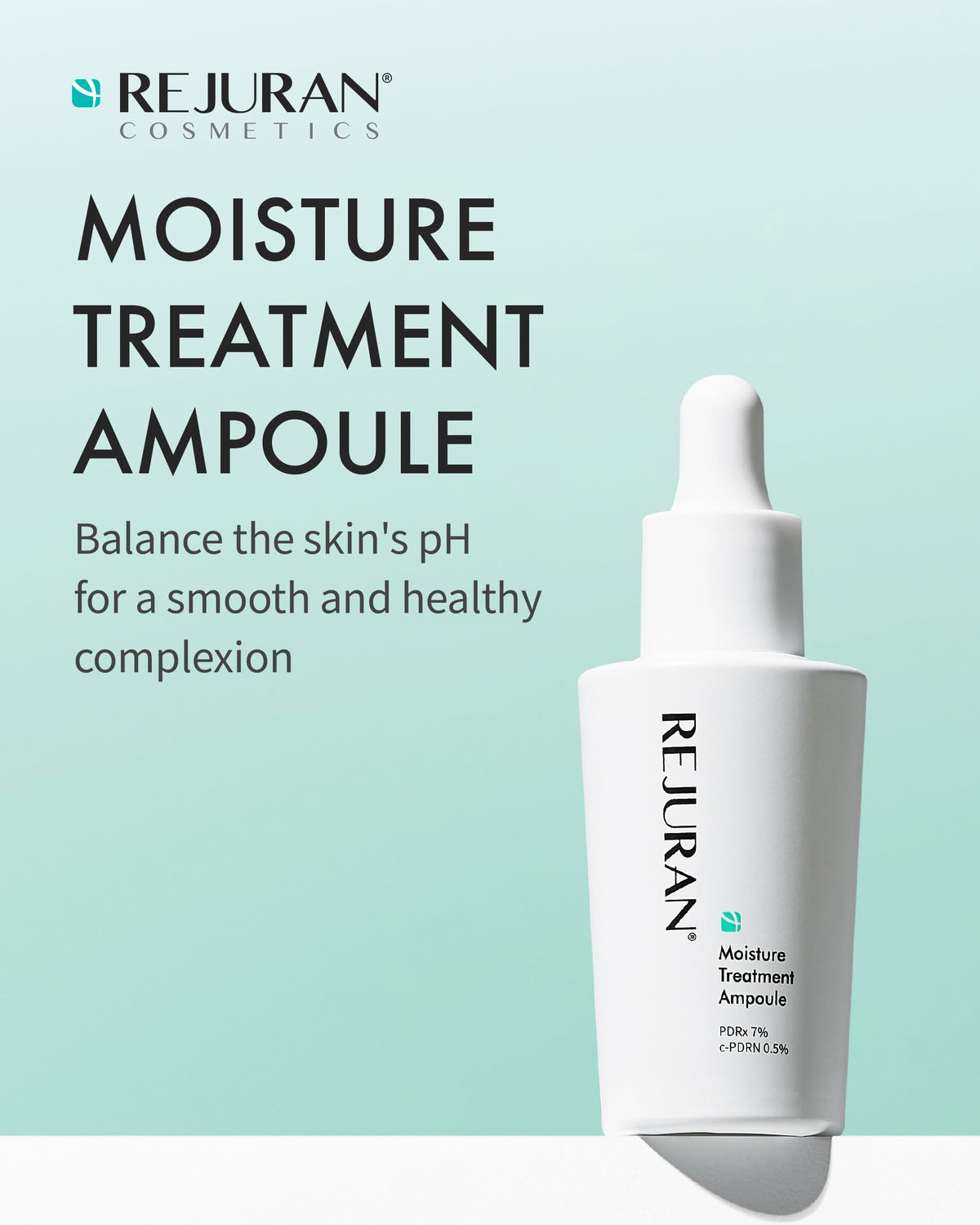 REJURAN Moisture Treatment Ampoule texture close-up shows a lightweight formula.