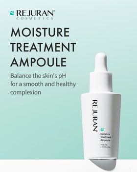 REJURAN Moisture Treatment Ampoule texture close-up shows a lightweight formula.