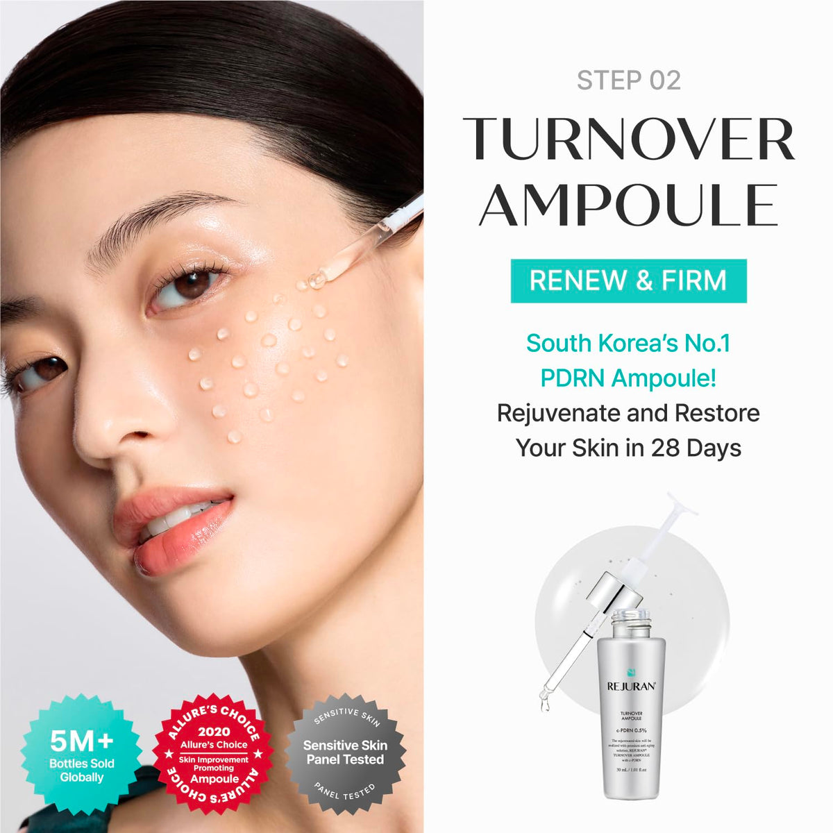 REJURAN Rebalancing Toner bottle refines texture while balancing hydration.