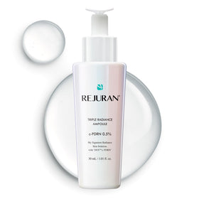 REJURAN Triple Radiance Ampoule bottle on a clean surface for brightening complexion.