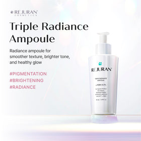 REJURAN Triple Radiance Ampoule dropper dispensing lightweight serum for quick absorption.