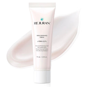 REJURAN Triple Radiance Cream bottle with pump showing hydrating formula for radiant skin.