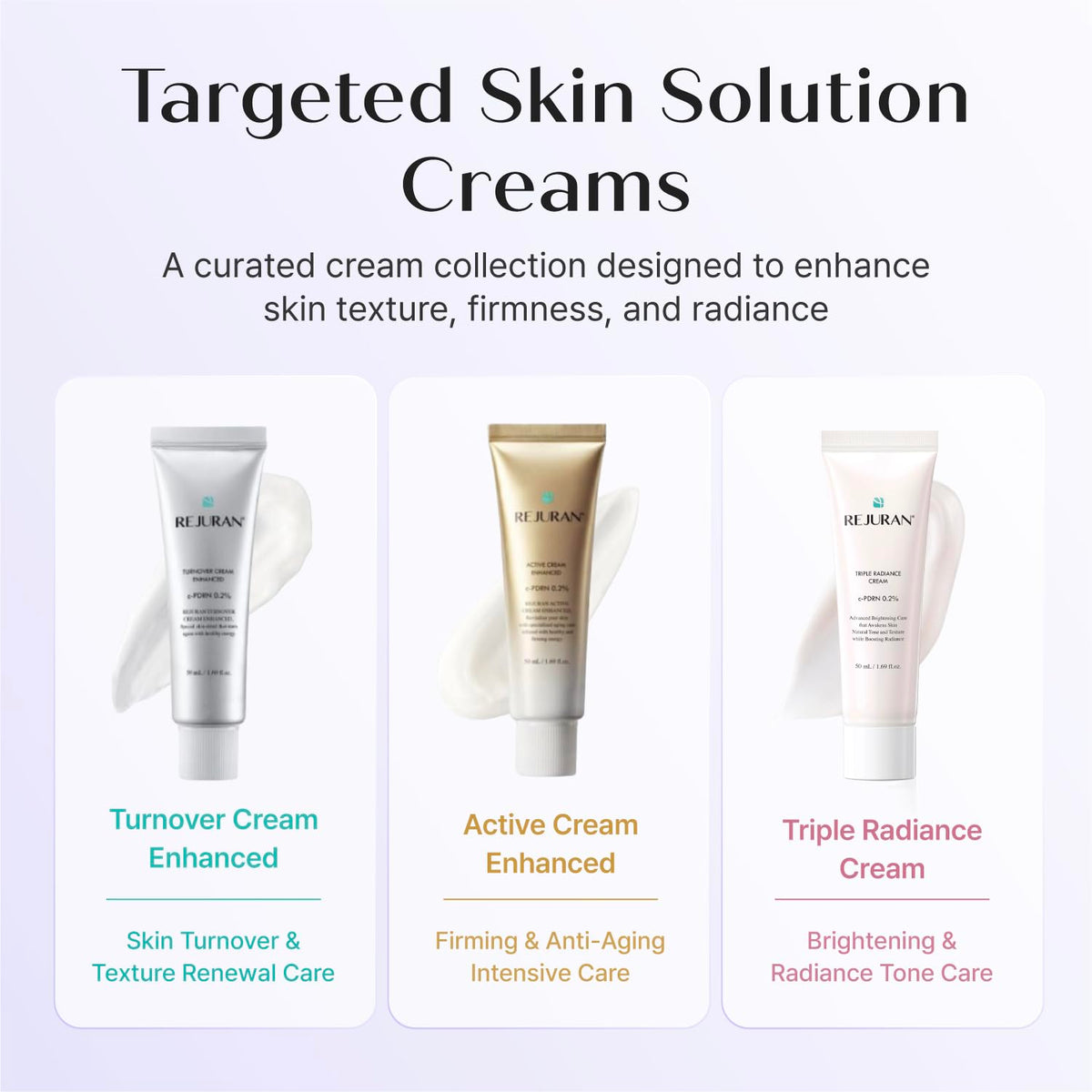 REJURAN ingredient highlight with Niacinamide Panthenol B12 close-up for balanced texture.