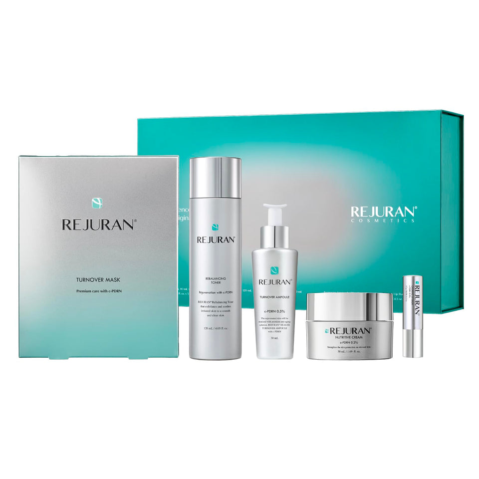 REJURAN Turnover Ampoule bottle showcases deep hydration for radiant skin.