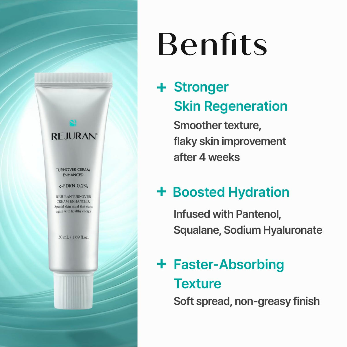 REJURAN Turnover Cream Enhanced sits on a bathroom shelf in a skincare routine.