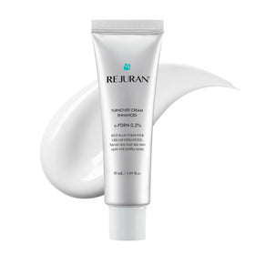 REJURAN Turnover Cream Enhanced tube shows silky texture for fast hydration.