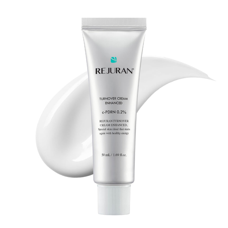 REJURAN Turnover Cream Enhanced tube shows silky texture for fast hydration.