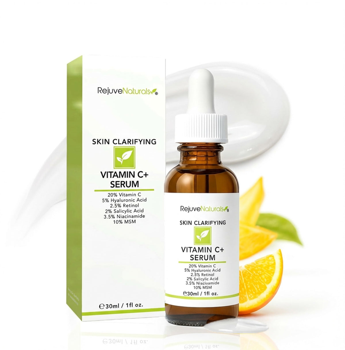Rejuvenaturals Vitamin C Serum bottle highlighting brightening potential for the skin