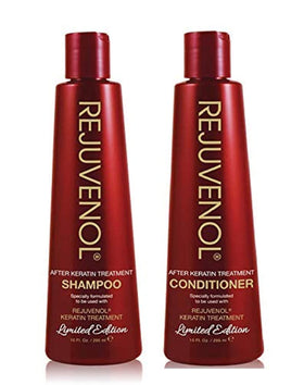 Rejuvenol Keratin After Treatment Shampoo bottle shown for smoother, more manageable hair.