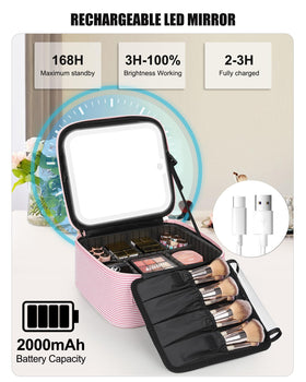 Relavel LED mirror with 2000mAh battery lasts through a week of use.