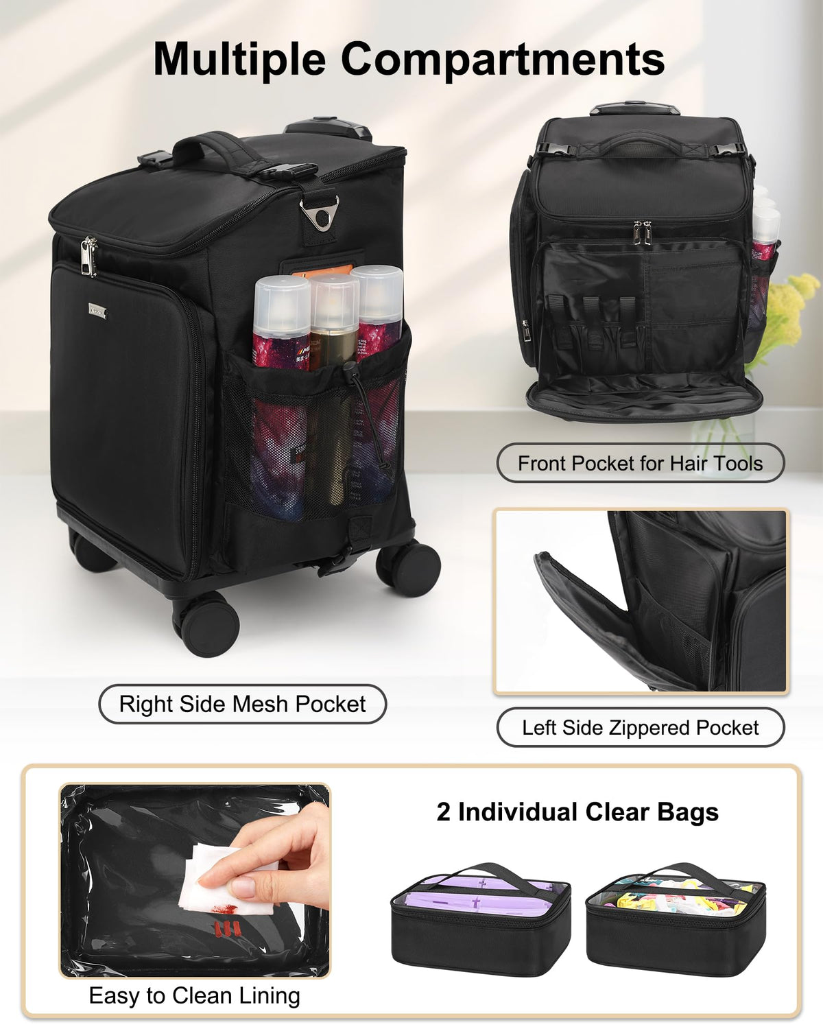 Relavel adjustable dividers in main compartment for customizable tool storage