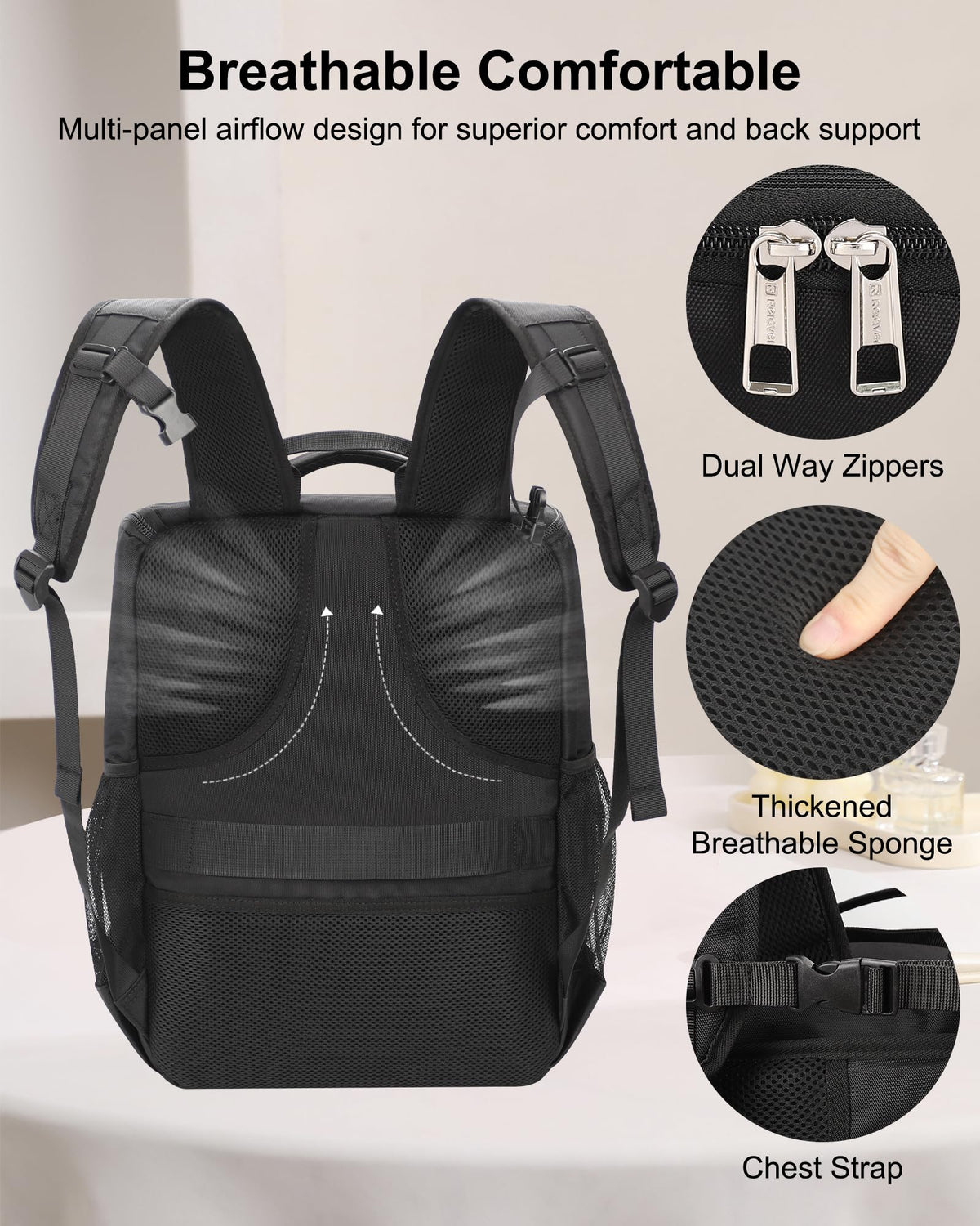 Relavel barber bag durable zippers provide secure, long-lasting closures