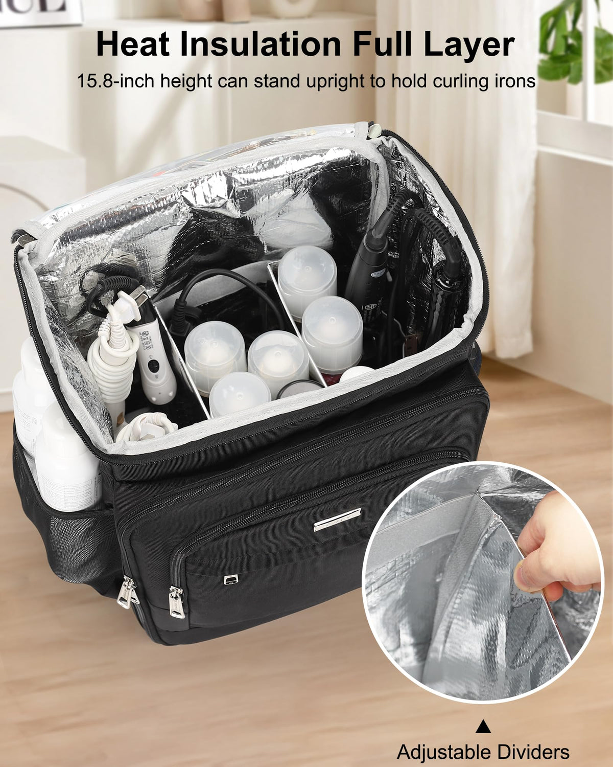 Relavel barber bag interior dividers create three spacious sections for customization