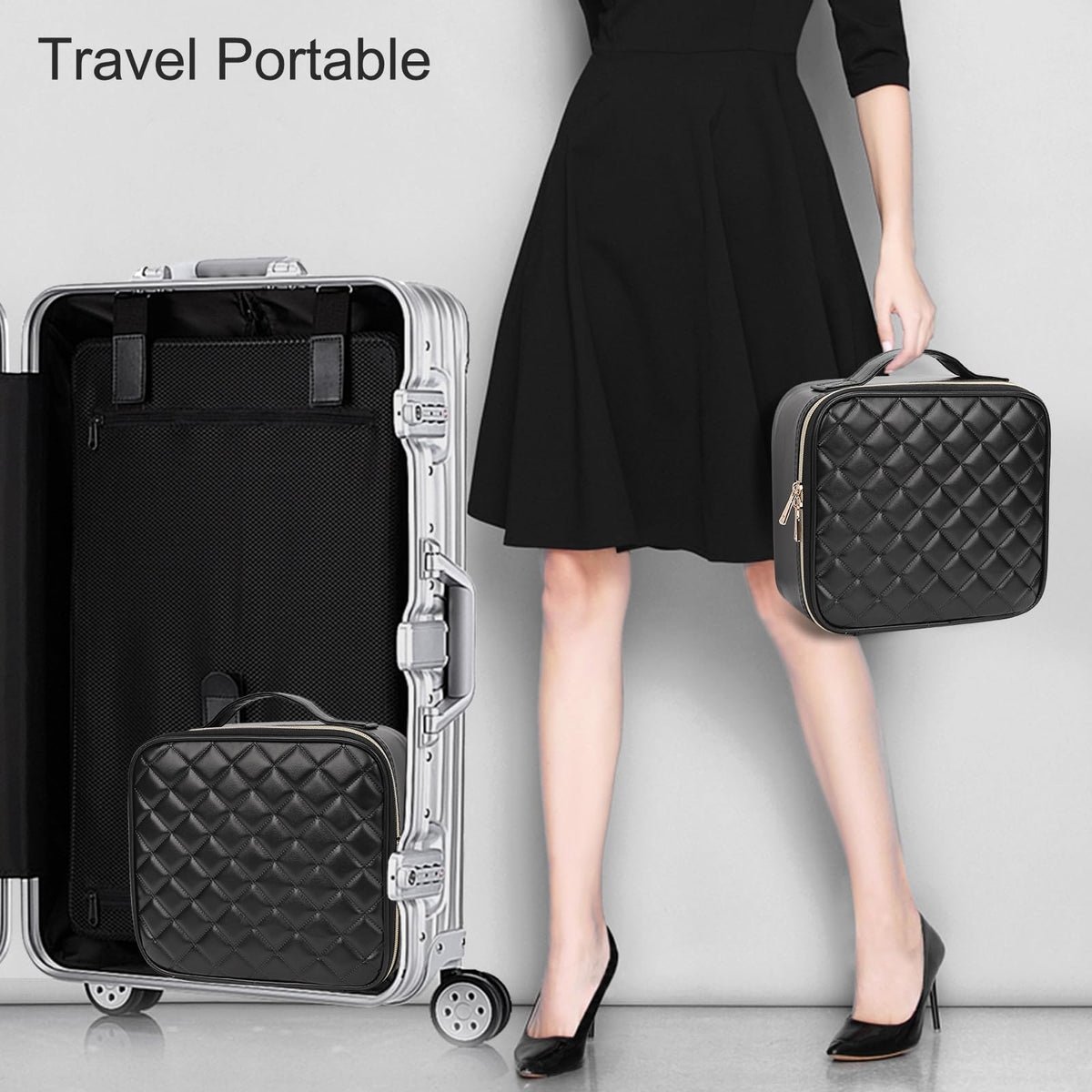 Relavel black quilted leather aesthetic complements professional kits and travel.