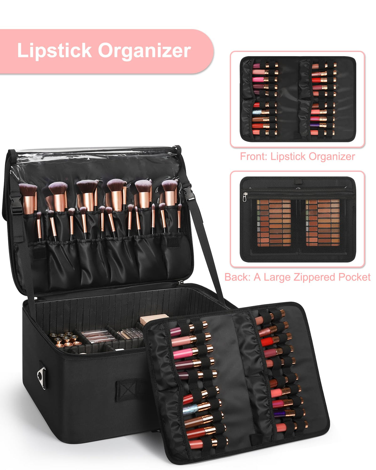 Relavel clear bags set allows separate storage of palettes and tools