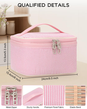 Relavel dual-layer pouch top layer holds lipsticks and brushes neatly