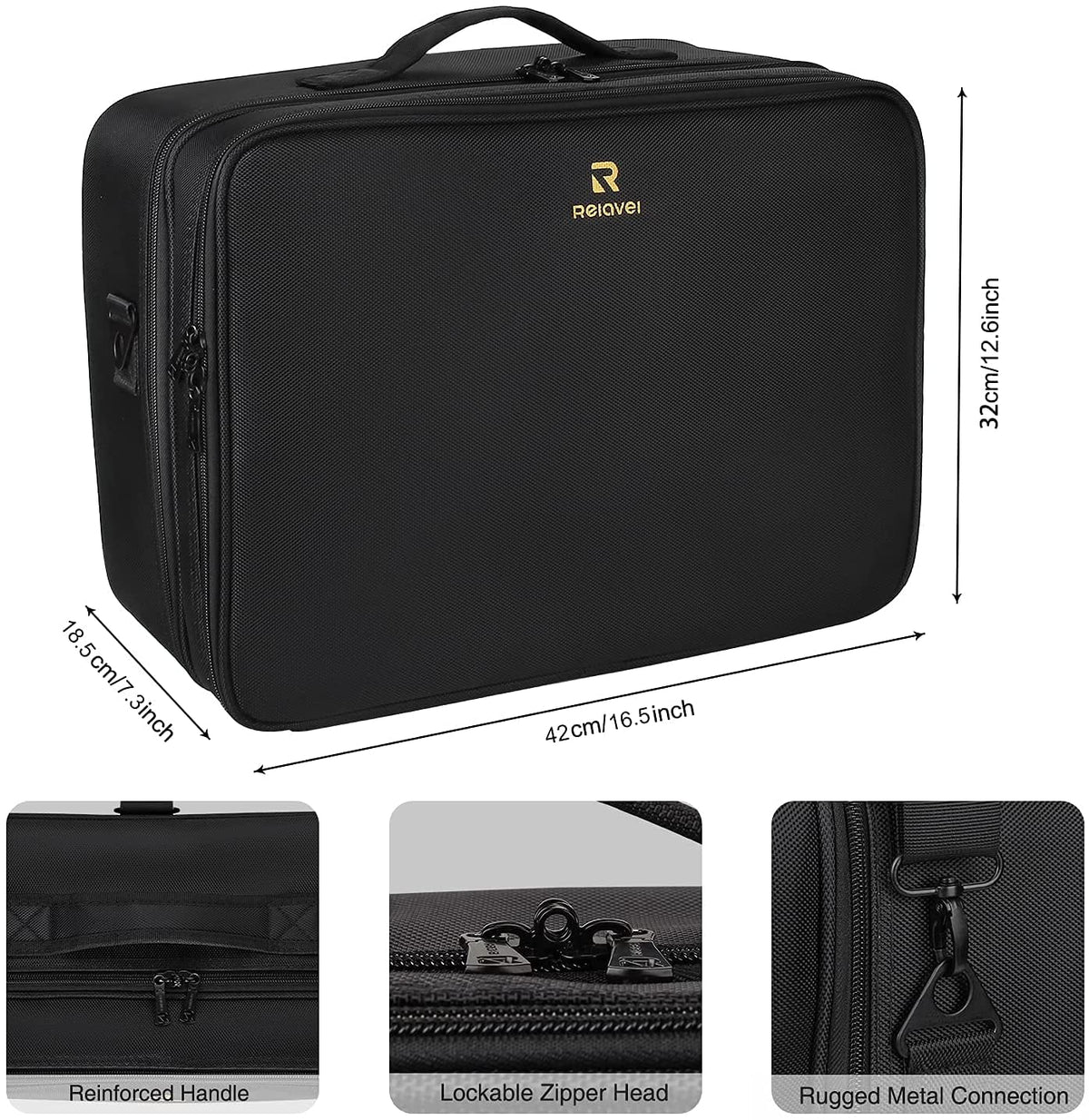 Relavel spacious front pocket keeps small items organized and accessible