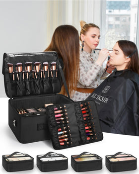 Relavel extra-large makeup case interior dividers arranged for flexible storage