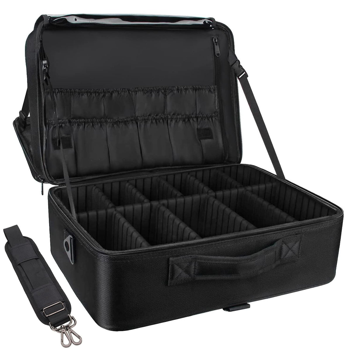 Relavel extra large makeup case open layout for easy access to tools