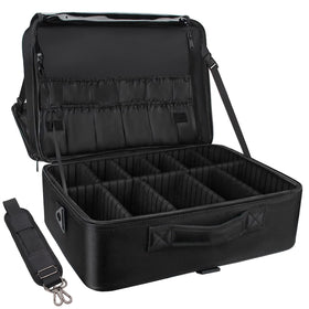Relavel extra large makeup case open layout for easy access to tools