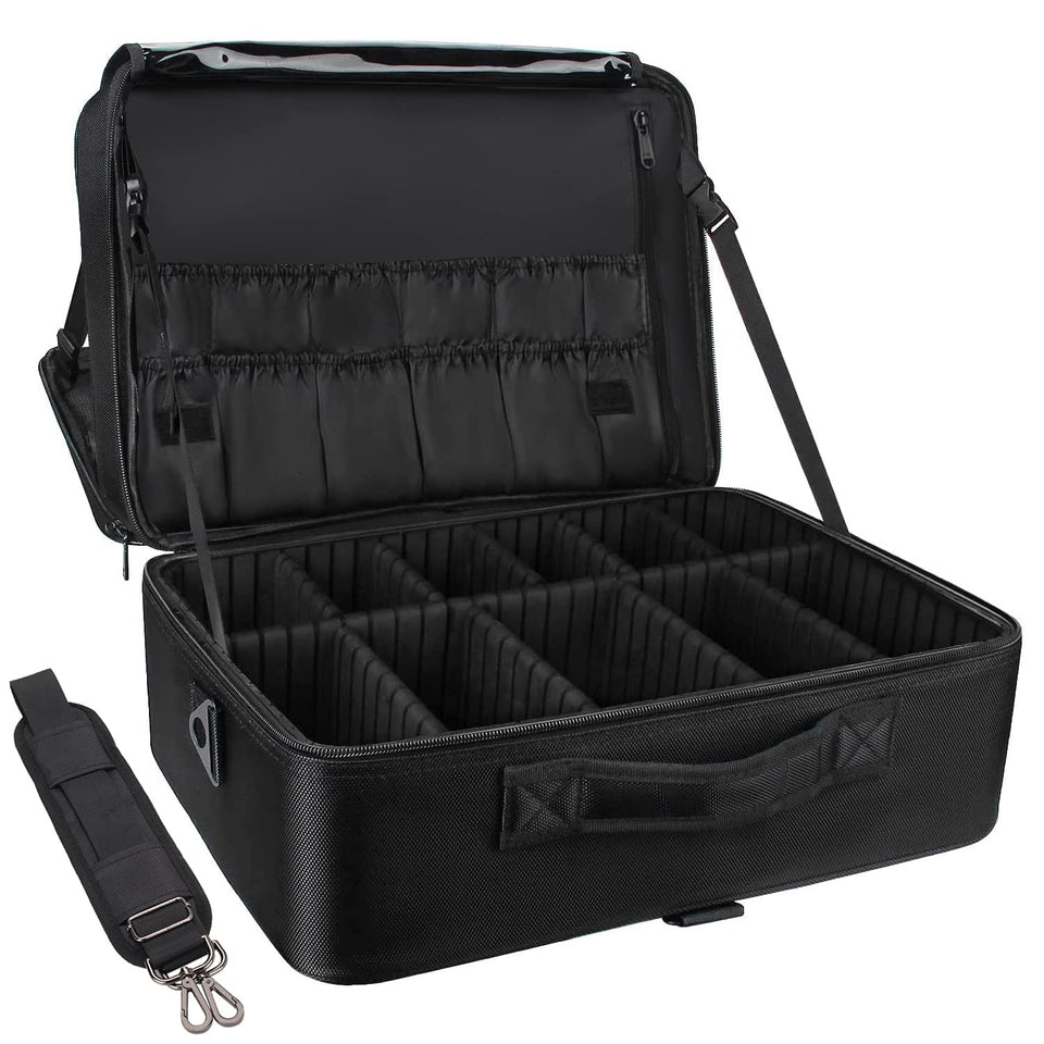 Relavel extra large makeup case open layout for easy access to tools