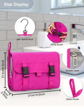 Relavel hanging toiletry bag with swivel hook for hands-free access