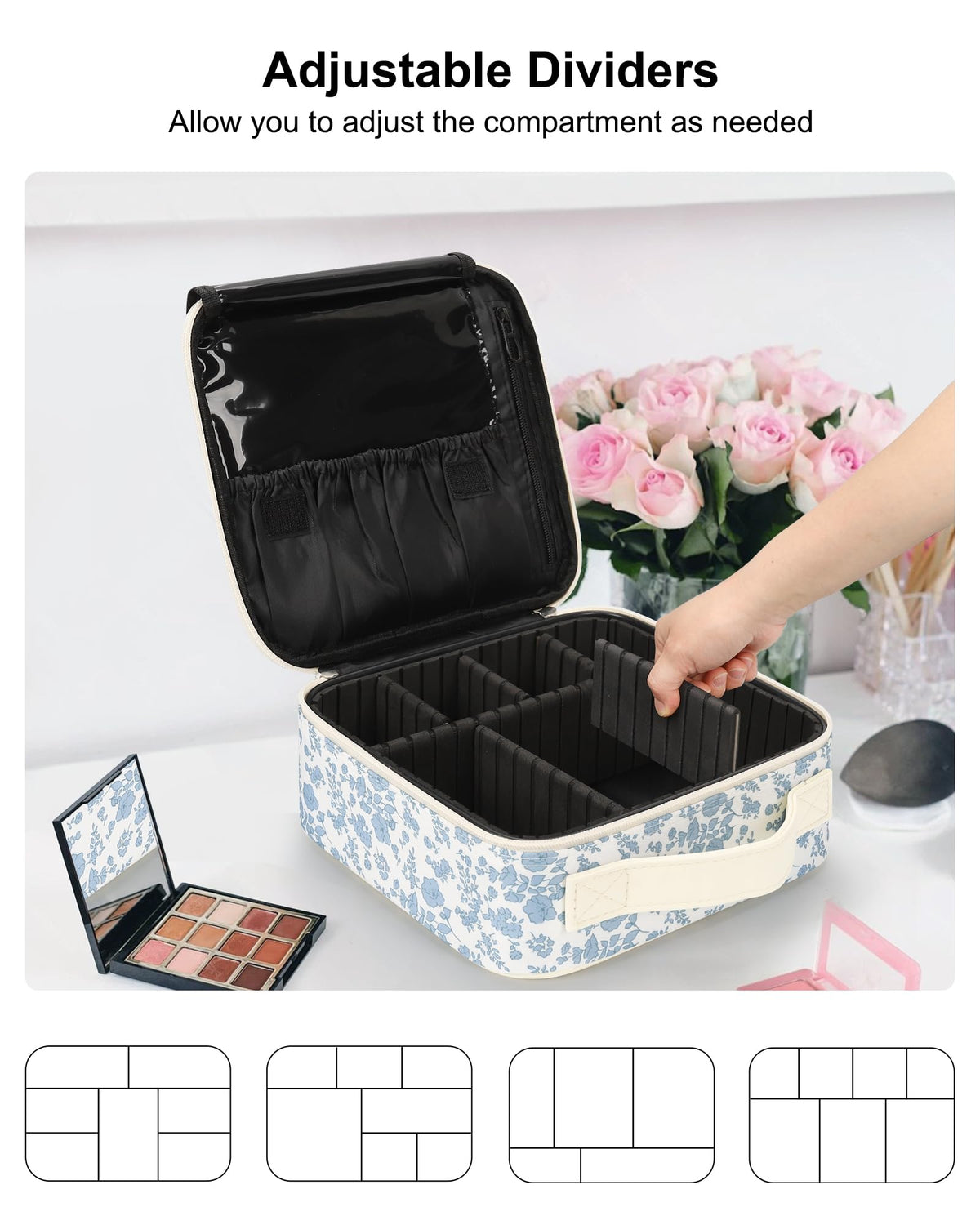 Relavel hard-shell case protects cosmetics during travel and transit