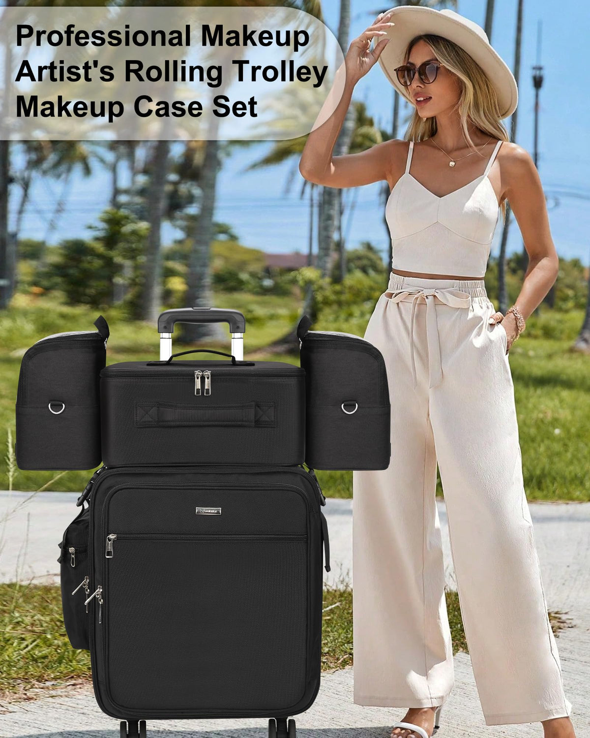 Relavel large-capacity trolley case supports towels, skincare, and tools.