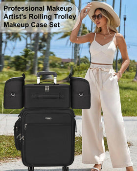 Relavel large-capacity trolley case supports towels, skincare, and tools.