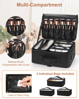 Relavel makeup bag with a dedicated brush holder for orderly tool storage.