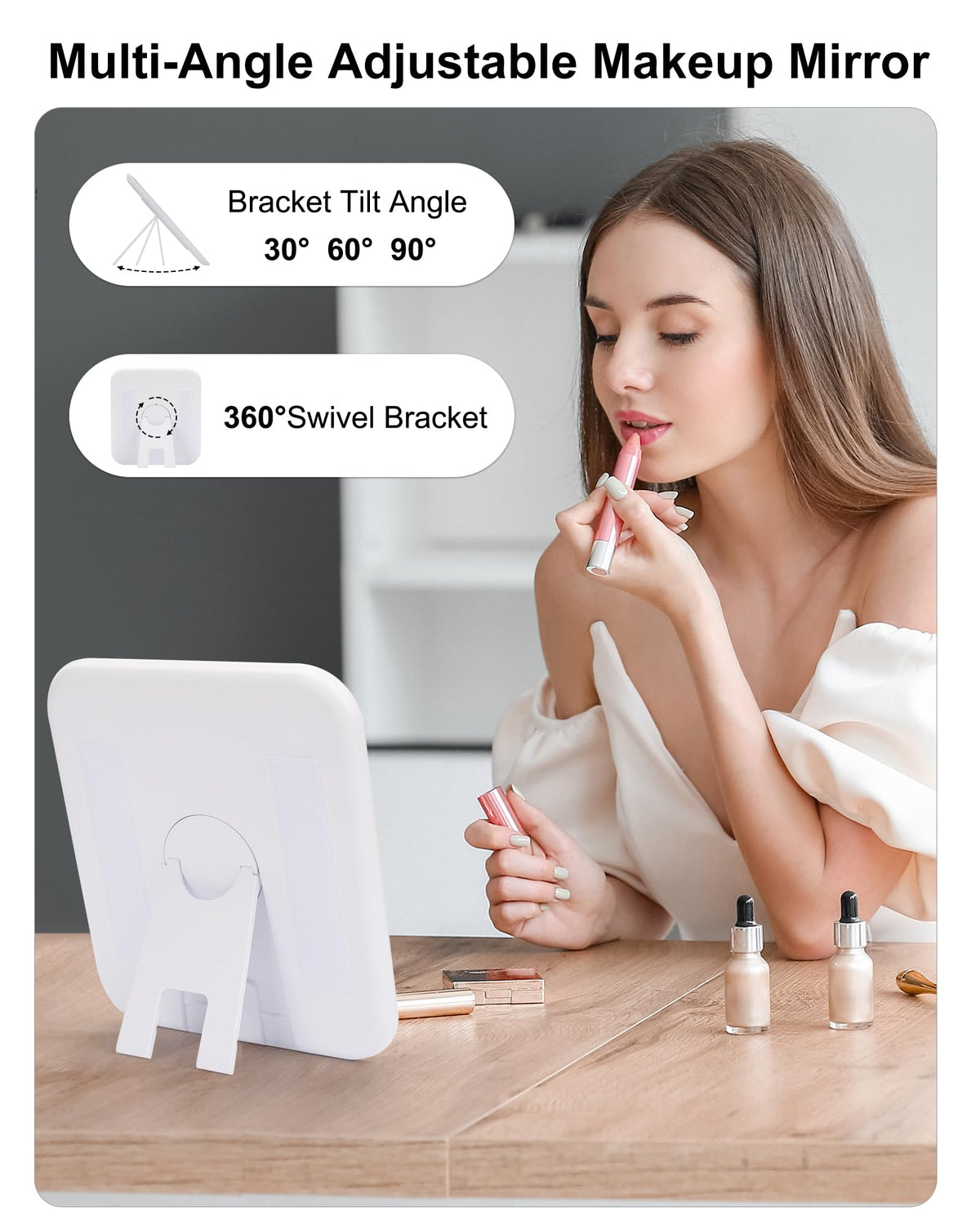 Relavel LED mirror powered by 2000mAh battery for extended use