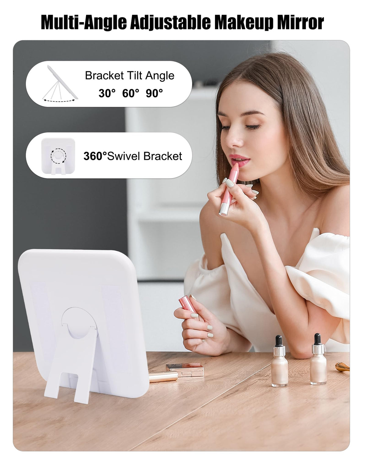 Relavel LED mirror with 3 color lighting modes for accurate makeup application