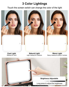 Relavel LED mirror with three color lights for precise makeup in varied lighting