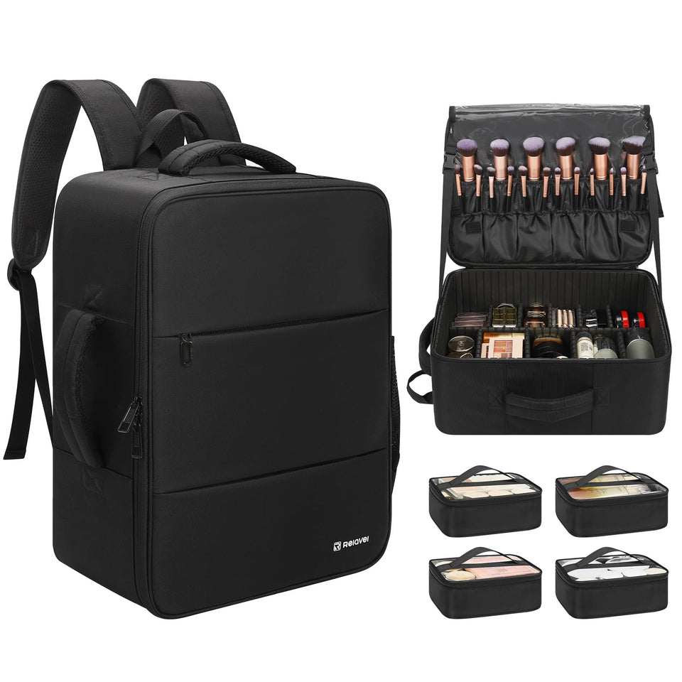 Relavel makeup backpack extra-large for organized on-the-go storage.