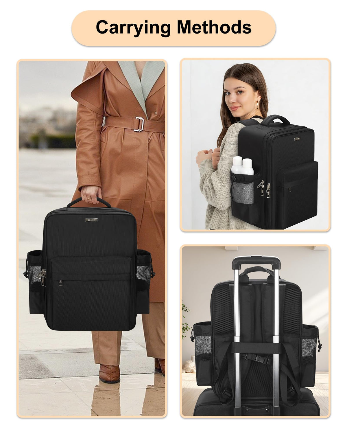 Relavel makeup backpack luggage strap fits over suitcase handles
