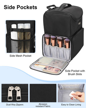 Relavel side pockets secure brushes and spray bottles for upright storage