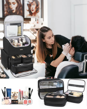Relavel makeup backpack side pockets securely hold brushes and tools