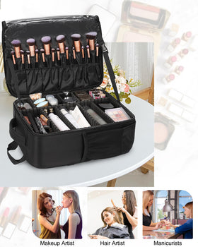 Relavel makeup backpack waterproof lining protects contents during travel.