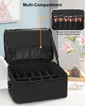 Relavel makeup bag adjustable dividers adapt space for cosmetics