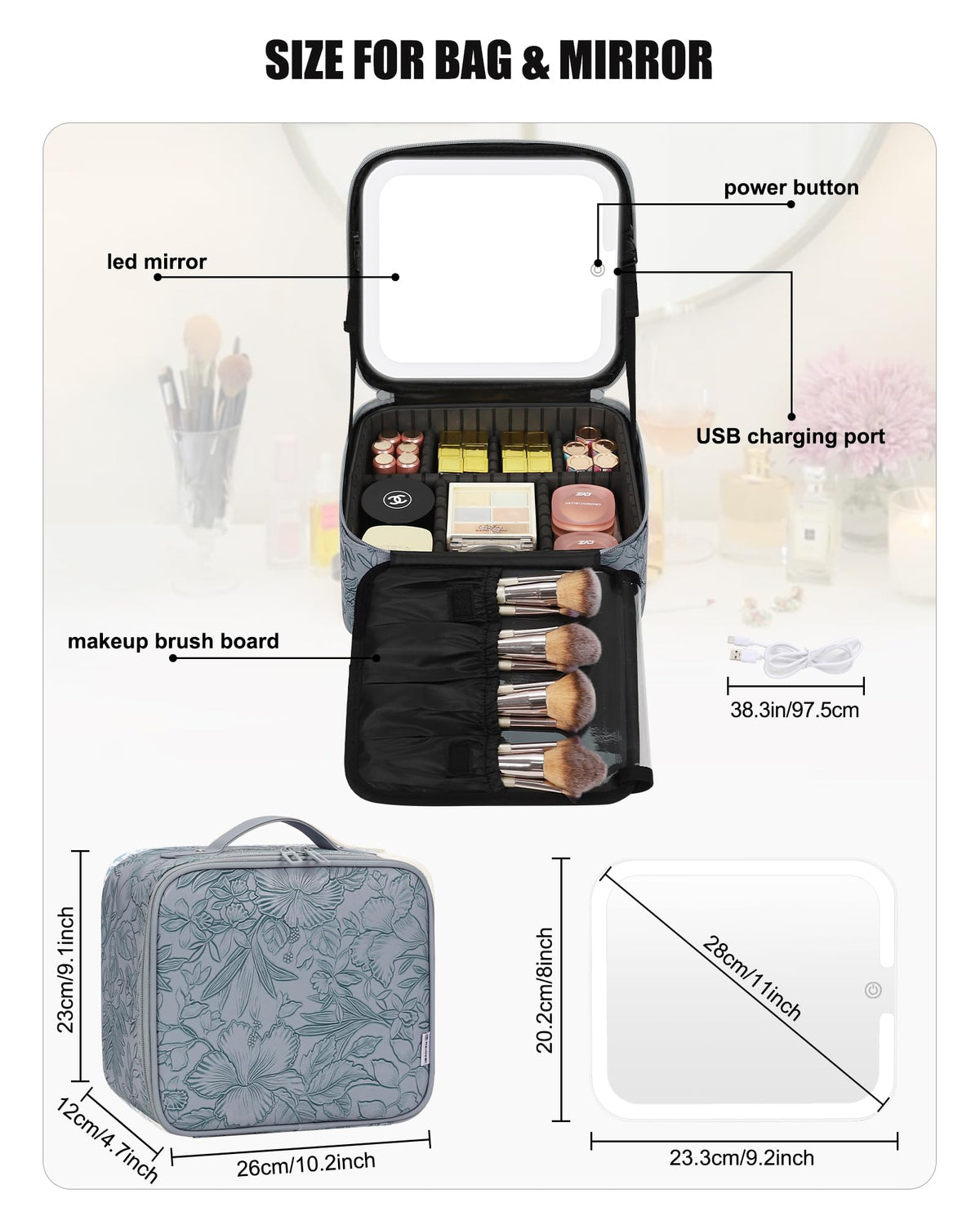 Relavel makeup bag with detachable dividers for customizable organization