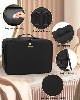 Relavel makeup bag dimensions 15.8 x 11 x 6.3 inches for professional kits.
