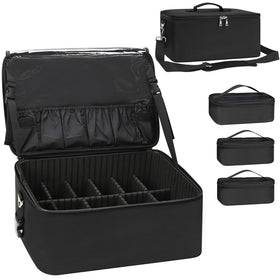 Relavel makeup bag large main compartment with adjustable dividers for organized storage