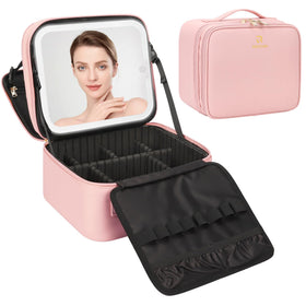 Relavel makeup bag with LED mirror for precise on-the-go makeup.
