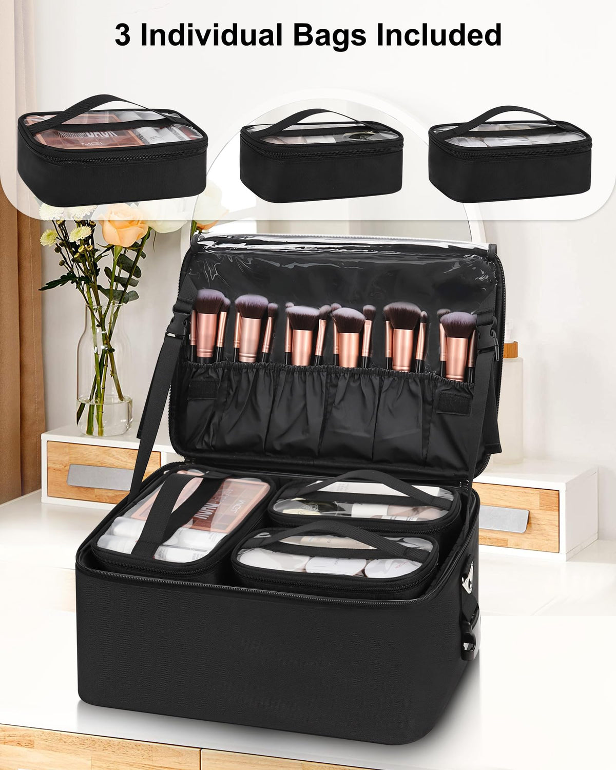 Relavel makeup bag three clear bags organize tools efficiently